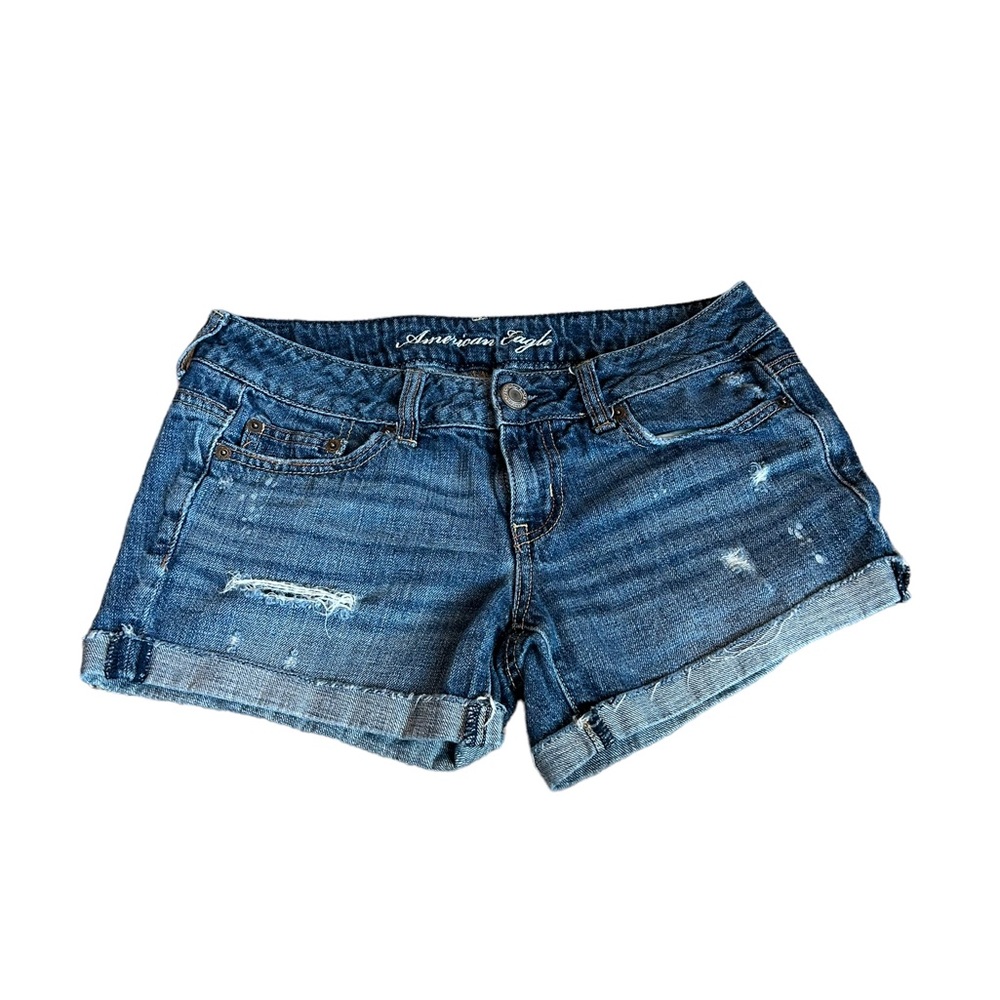 American Eagle Outfitters Distressed Blue Denim Jean Shorts